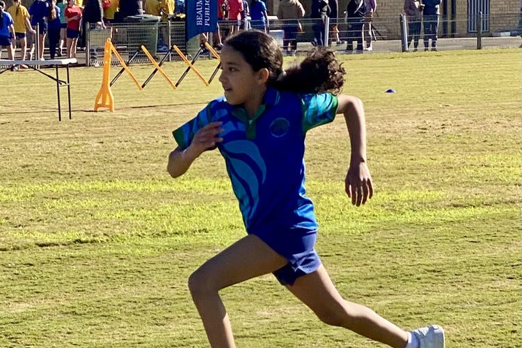 Girl running a race